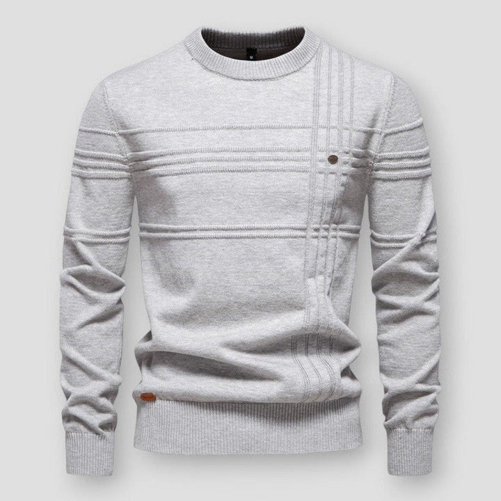Comodo maglione uomo casual girocollo, con accattivanti righe testurizzate, un capo essenziale.