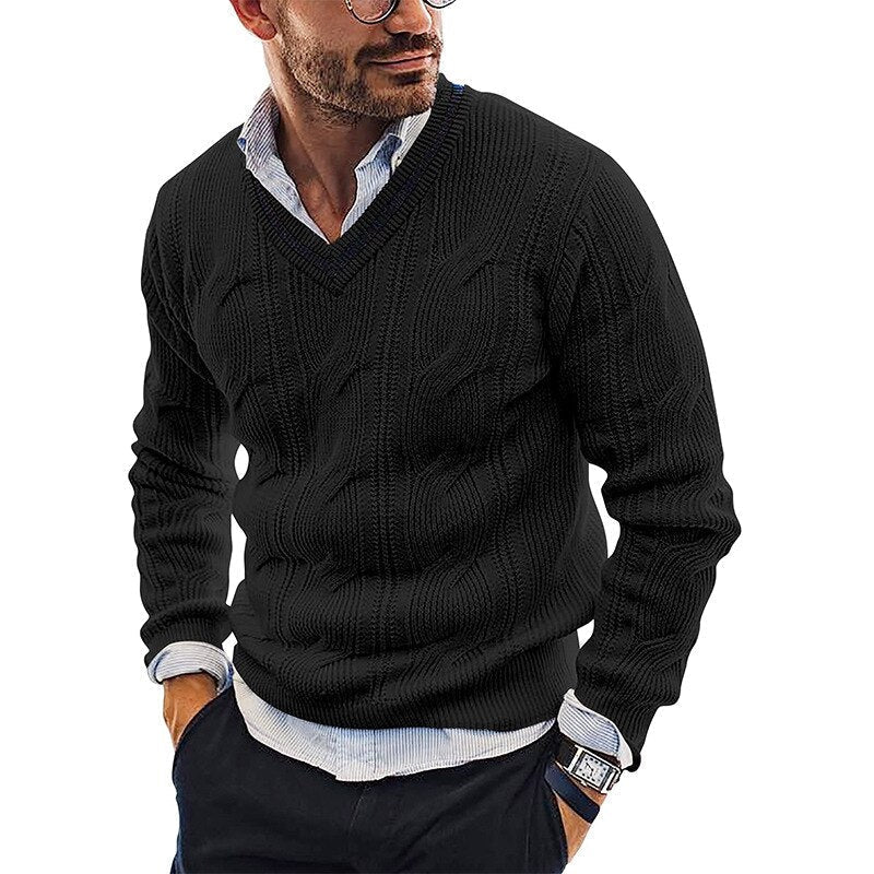 Maglione uomo con scollo a V, stile moderno e confortevole. Pullover ideale per la moda maschile autunno inverno.