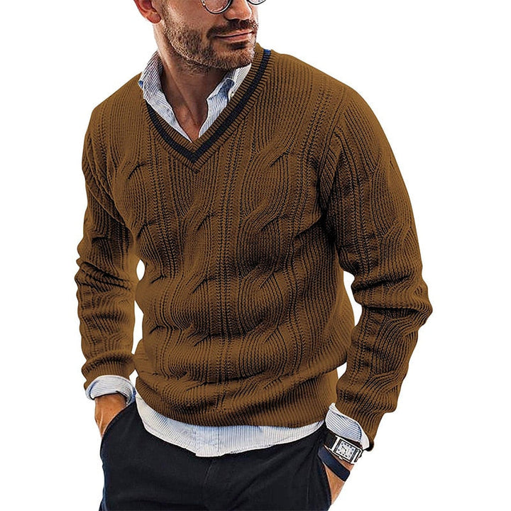 Pullover uomo con scollo a V, offre comfort e uno stile moderno per la moda maschile. Maglieria autunno inverno.