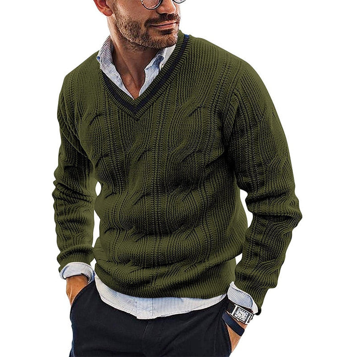 Maglione uomo scollo a V, perfetto per look casual autunno inverno. Vestibilità comoda e stile elegante per lui.
