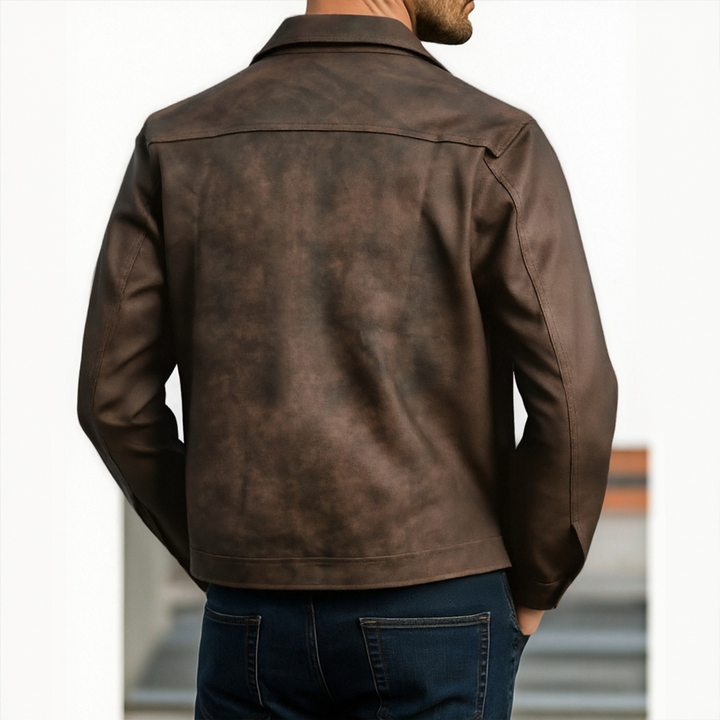 Versatile giacca da uomo biker con cerniera, slim fit, per look quotidiani, casual o eleganti.