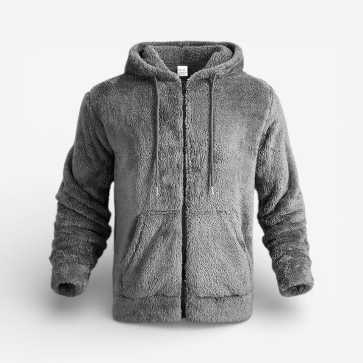 Felpa uomo con cappuccio e cerniera, stile casual per comfort quotidiano.