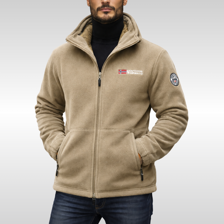 Giacca da uomo con pratica cerniera frontale e cappuccio, per un look caldo e alla moda in autunno/inverno.