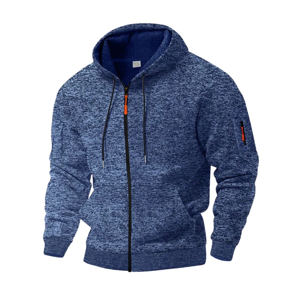 Felpa uomo casual con cappuccio e zip intera, perfetta per comfort e stile in primavera/autunno.