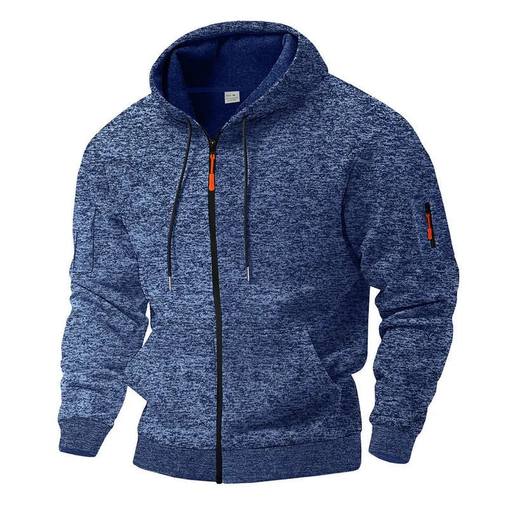 Felpa con zip intera e cappuccio per uomo, perfetta per il tempo libero in primavera e autunno.