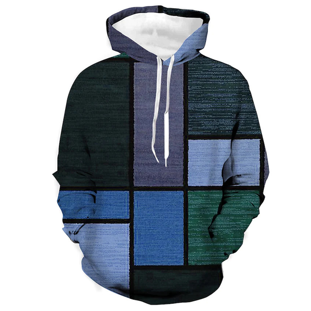 Pullover uomo con cappuccio e stampa grafica. Abbigliamento casual audace, perfetto per uno stile streetwear moderno.