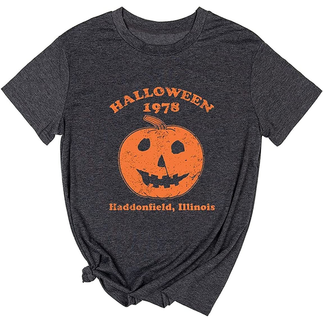 Maglietta uomo Halloween con zucca horror distressed. Girocollo, ideale per feste e stile casual autunnale.