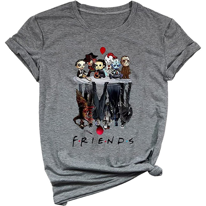 Maglietta uomo girocollo con zucca horror distressed per Halloween. Ideale per abbigliamento autunnale e feste.