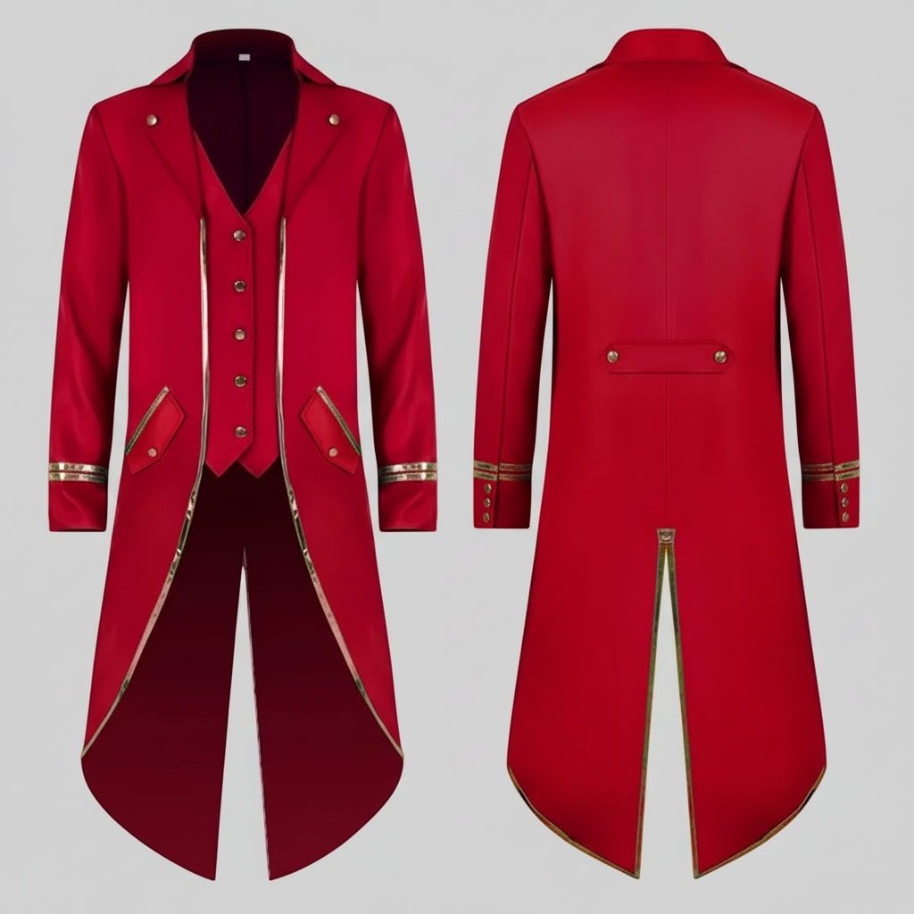 Elegante frac uomo in stile gotico vittoriano, perfetto per travestimenti di Halloween o eventi cosplay.