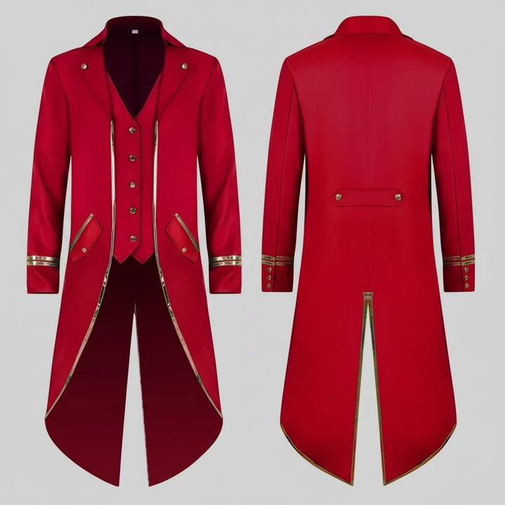 Elegante frac uomo in stile gotico vittoriano, perfetto per travestimenti di Halloween o eventi cosplay.