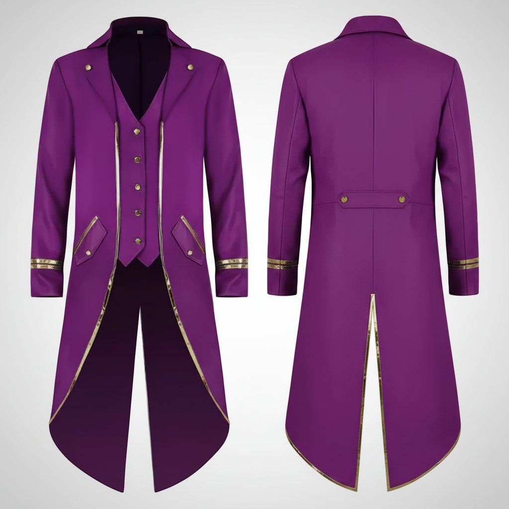 Giacca frac vintage da uomo per costume gotico, ideale per feste in maschera e cosplay vittoriani.