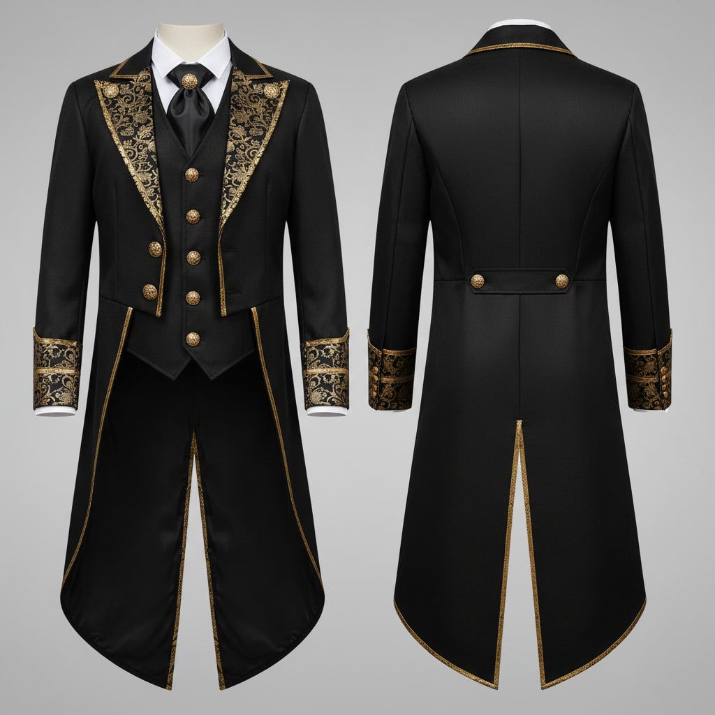 Frac da uomo per cosplay vittoriano e gotico, un'aggiunta elegante per il tuo personaggio vintage.
