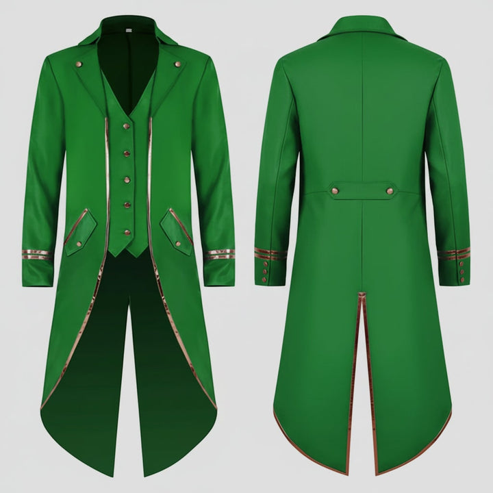 Costume da uomo gotico vittoriano: giacca tailcoat nera per Halloween, cosplay, feste a tema vintage.