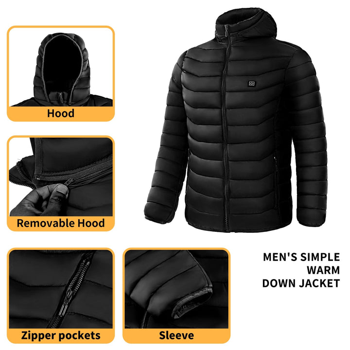 Abbigliamento invernale uomo: giacca riscaldata piumino per outdoor e sci.