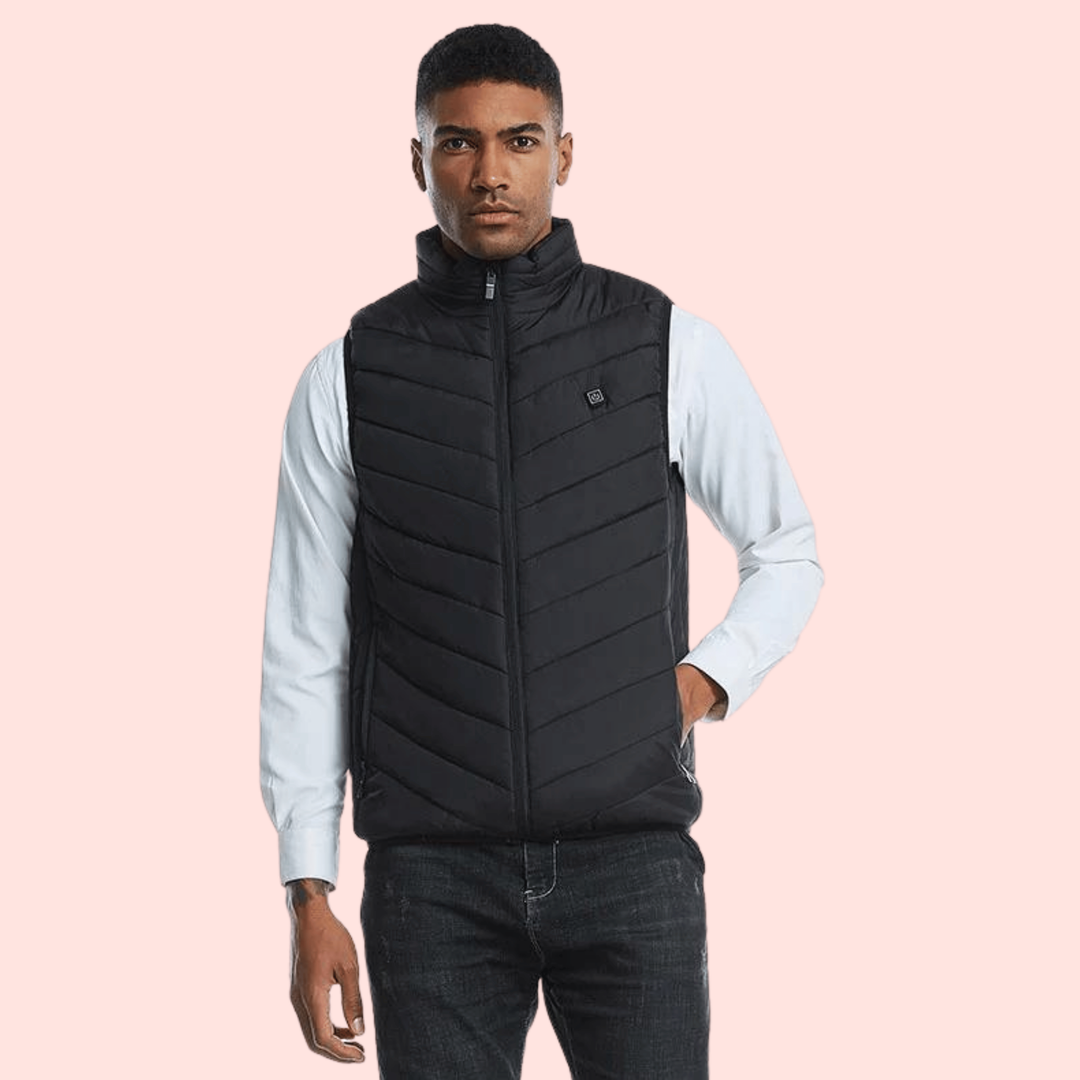 Gilet riscaldato ricaricabile, assicura protezione freddo e comfort termico per l'uomo in ogni attività.
