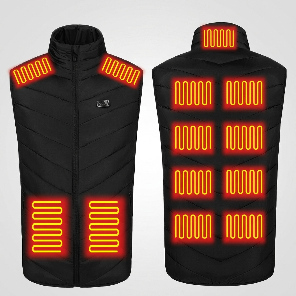 Gilet riscaldato uomo ideale per escursioni, pesca, ciclismo e campeggio in inverno. Abbigliamento termico USB.