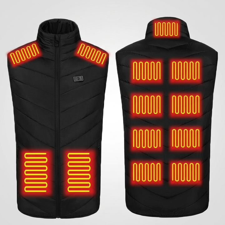 Gilet riscaldato uomo ideale per escursioni, pesca, ciclismo e campeggio in inverno. Abbigliamento termico USB.