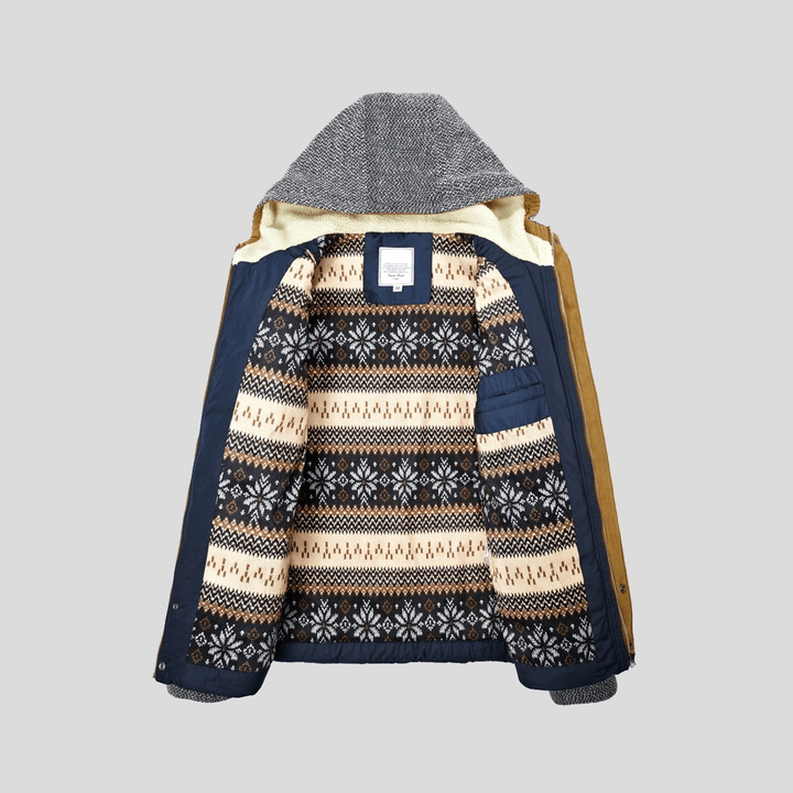 Giacca ibrida uomo con piumino, strato trapuntato e maniche a maglia. Perfetta per un look casual e moderno.
