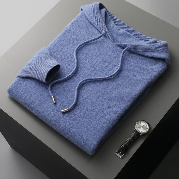 Parte posteriore di felpa uomo con cappuccio, design pulito, per comfort e stile casual versatile.