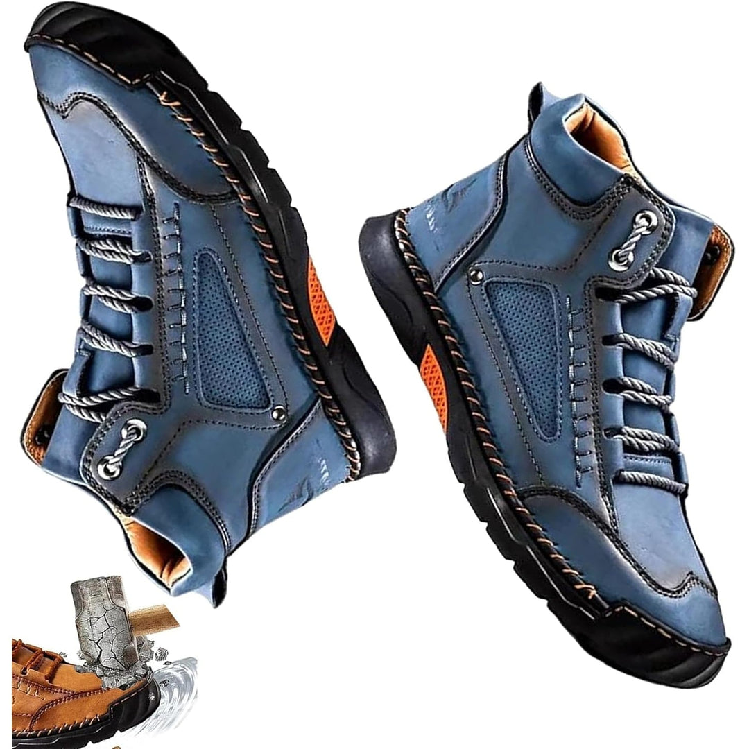 Moda uomo: stivali alla caviglia casual, impermeabili con cuciture a contrasto. Perfetti per un look urbano e comodo.