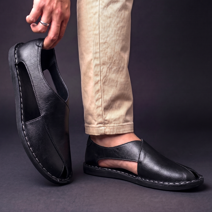 Sandali uomo slip-on casual per l'estate, stile Peshawari classico e confortevole per passeggiate.