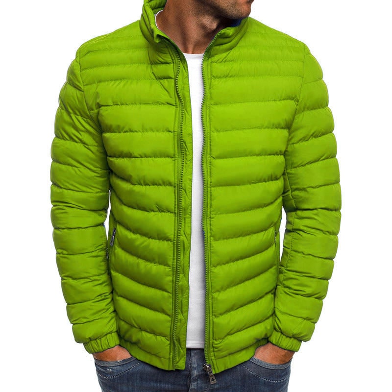 Giacca piumino leggera da uomo con collo alto protettivo, trapuntata per stile casual e sportivo.