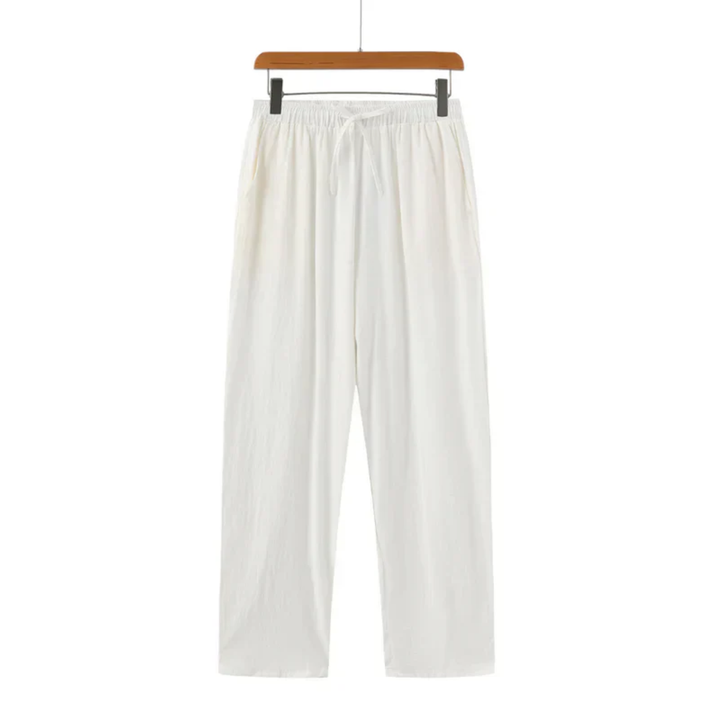 Pantaloni casual uomo estivi, gamba dritta, vestibilità rilassata, perfetti per look eleganti e comfort.