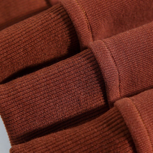Abbigliamento maschile: felpa a maniche lunghe tipo polo con striscia decorativa sul petto.