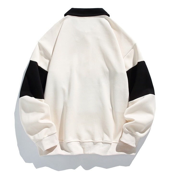 Abbigliamento uomo: felpa polo vintage a maniche lunghe, design classico con striscia sul petto.