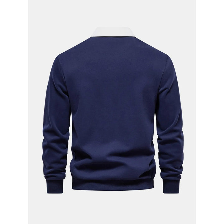 Felpa polo a manica lunga da uomo, dettagli a contrasto, perfetta per un look elegante e confortevole.
