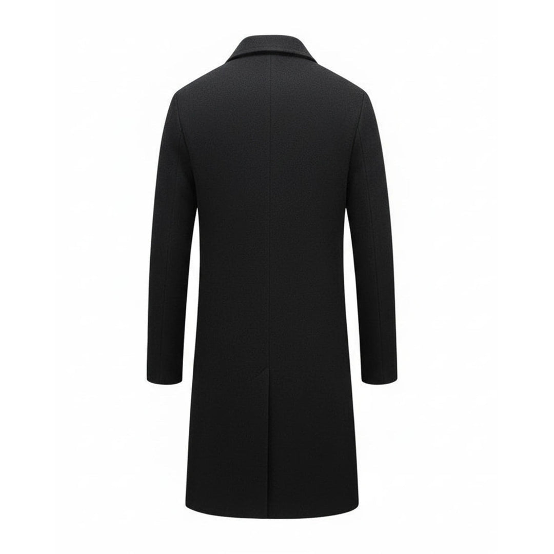 Elegante cappotto uomo lungo monopetto, perfetto per outfit formali o casual chic autunno/inverno.