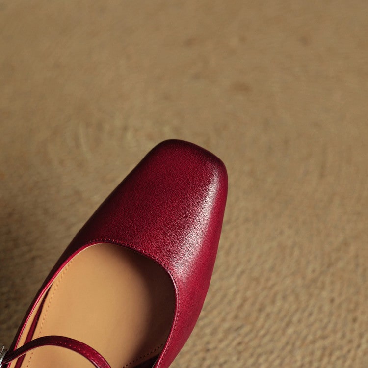 Calzature eleganti uomo Mary Jane slip-on, con fibbia lucida e tacco solido.