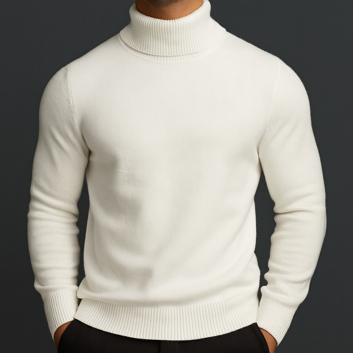 Maglione dolcevita uomo slim fit caldo con interno felpato. Ideale per autunno/inverno elegante.