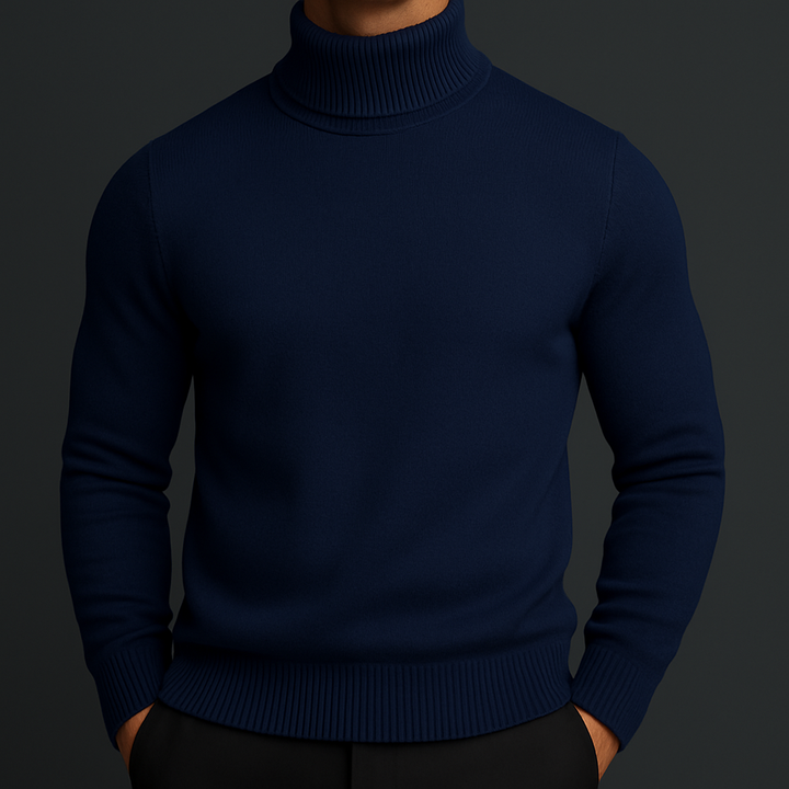 Maglione dolcevita da uomo slim fit, caldo e felpato, per un look autunnale/invernale di moda.