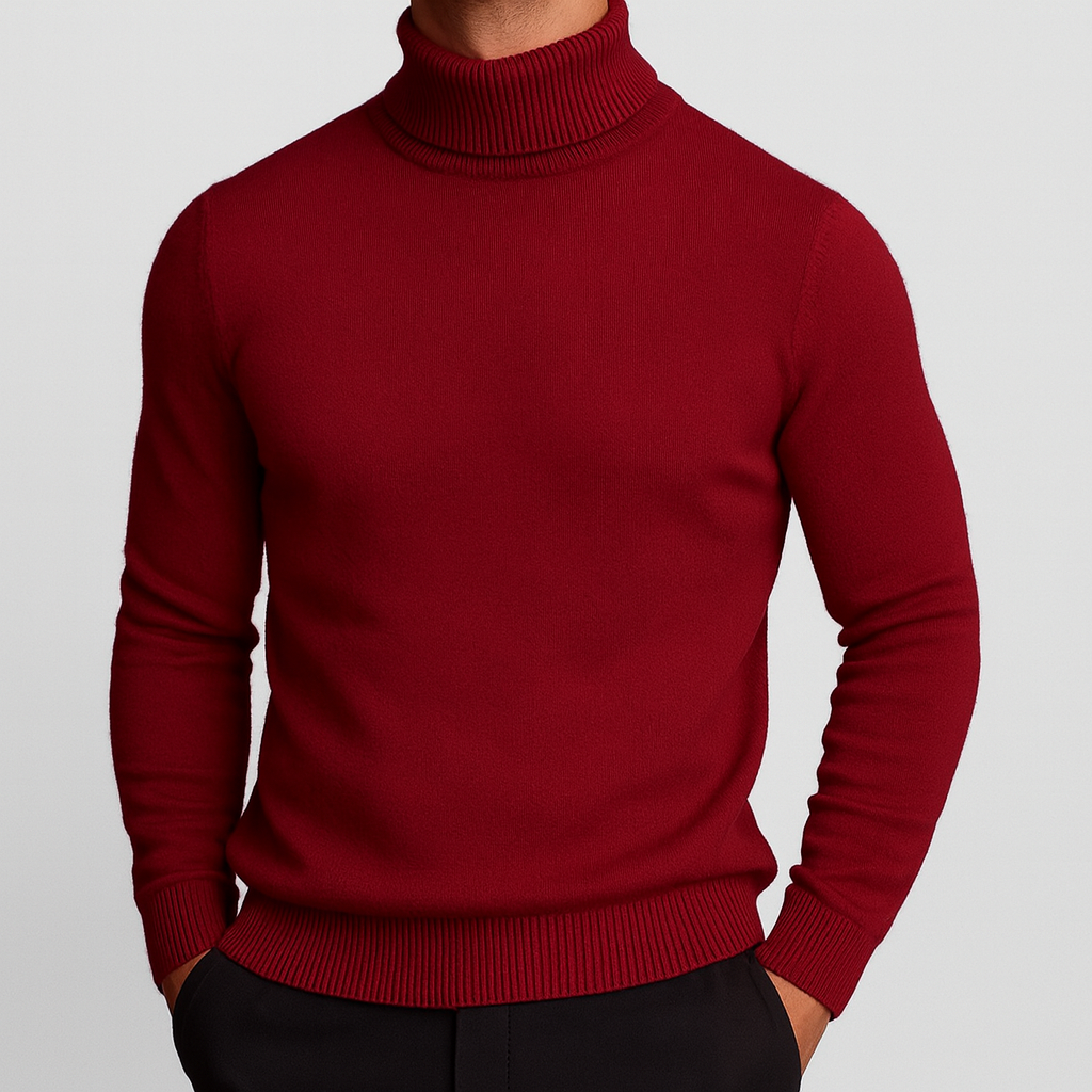 Maglione felpato uomo dolcevita slim fit, per un comfort e calore superiori in autunno/inverno.