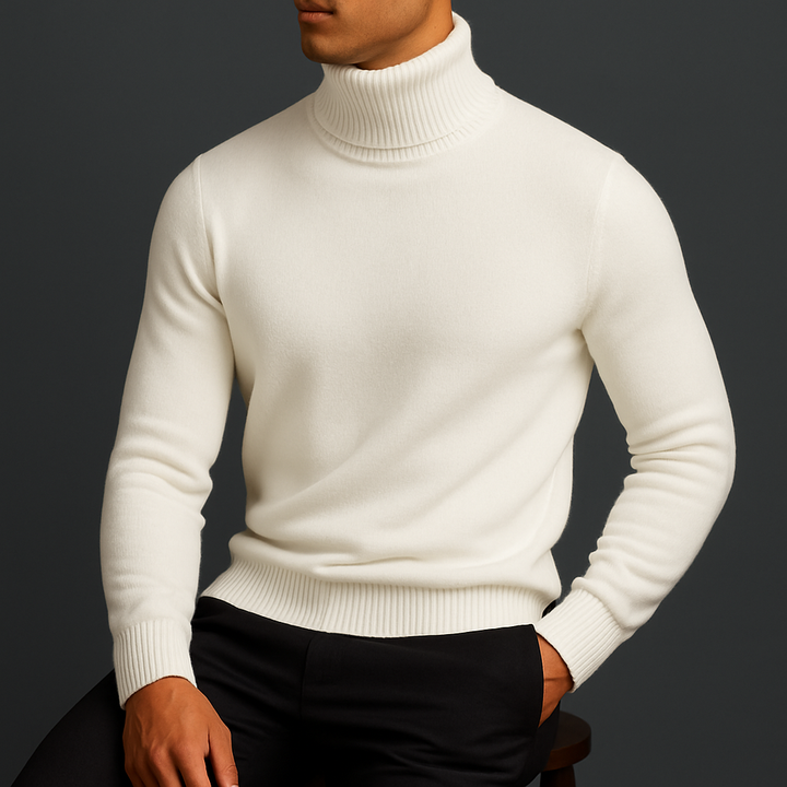 Maglione dolcevita slim fit da uomo, felpato e confortevole. Perfetto per moda casual autunno.
