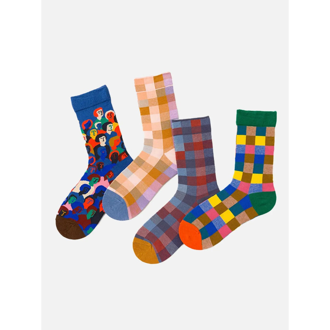 Calze uomo fantasia, ideali per abbinamenti con scarpe casual, con dettagli a contrasto per un look completo.