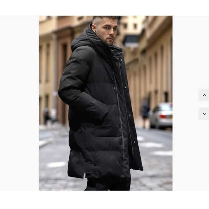Giacca piumino uomo trapuntata, con cappuccio, calda per comfort invernale e stile.