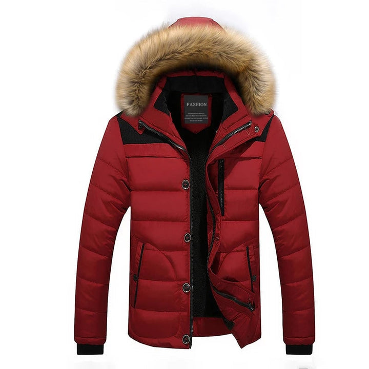 Elegante giacca trapuntata da uomo con cappuccio, perfetta per l'abbigliamento esterno invernale casual.