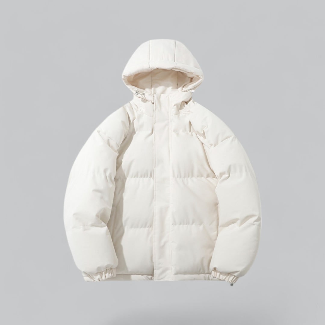 Puffer uomo con cappuccio, giacca trapuntata invernale per abbigliamento maschile confortevole e stiloso.