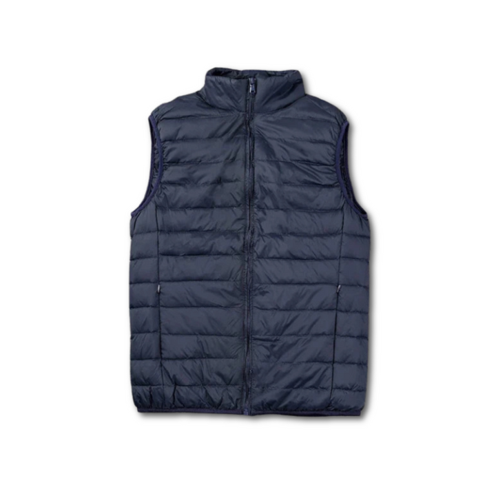 Elegante gilet piumino trapuntato da uomo con collo alto. Ottimo per un look casual-chic in inverno, primavera o autunno.
