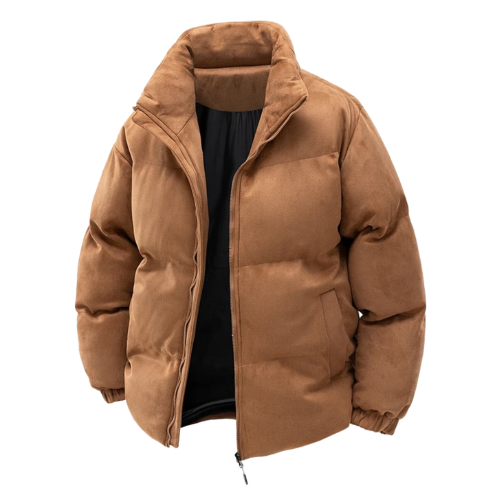 Giacca puffer invernale da uomo con collo alto, moderna ed elegante per massimo calore e stile.