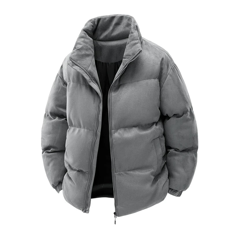 Giacca invernale da uomo in stile moderno, outerwear puffer resistente al freddo con collo alto.