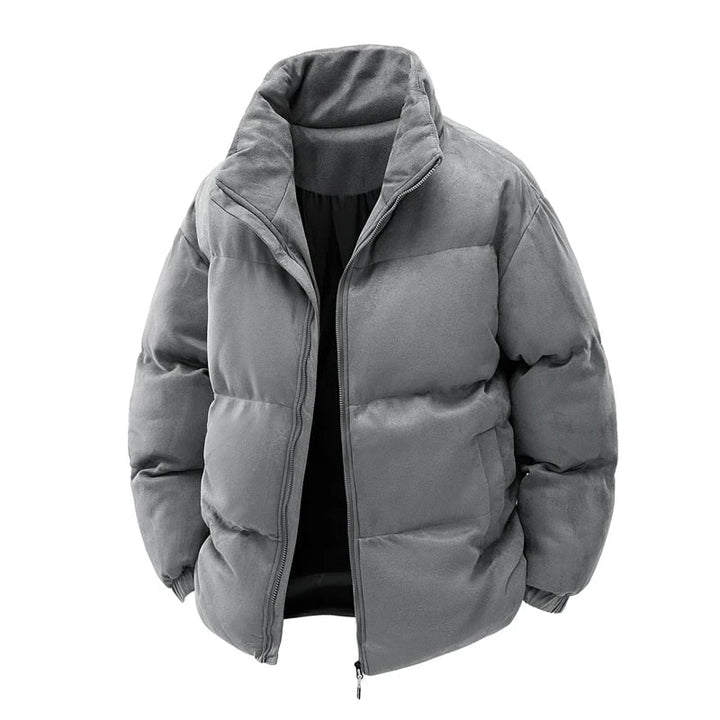 Giacca invernale da uomo in stile moderno, outerwear puffer resistente al freddo con collo alto.