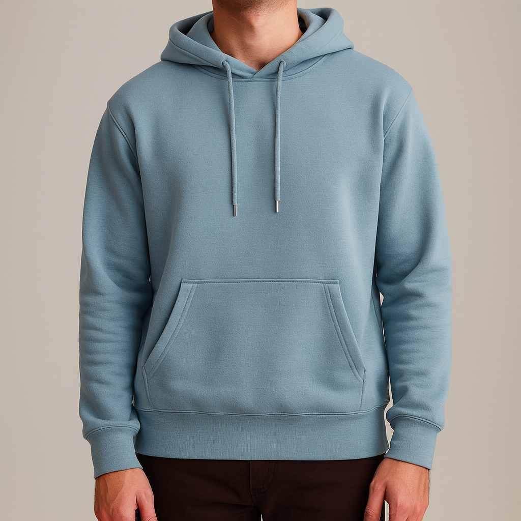 Felpa con cappuccio da uomo casual, pullover in cotone con tasca marsupio, ideale per il comfort quotidiano.