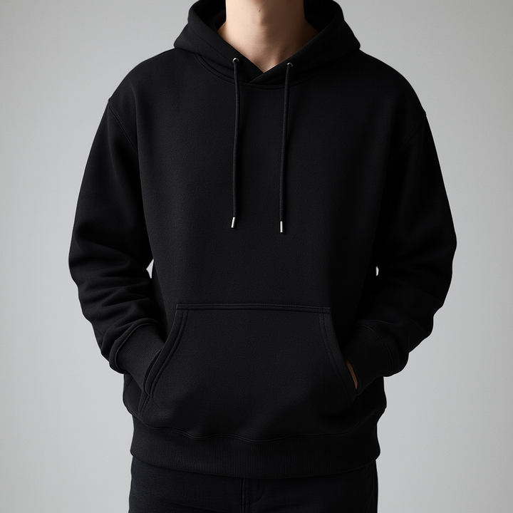 Felpa da uomo in morbido tessuto, con cappuccio e tasca marsupio, per comfort e stile casual.