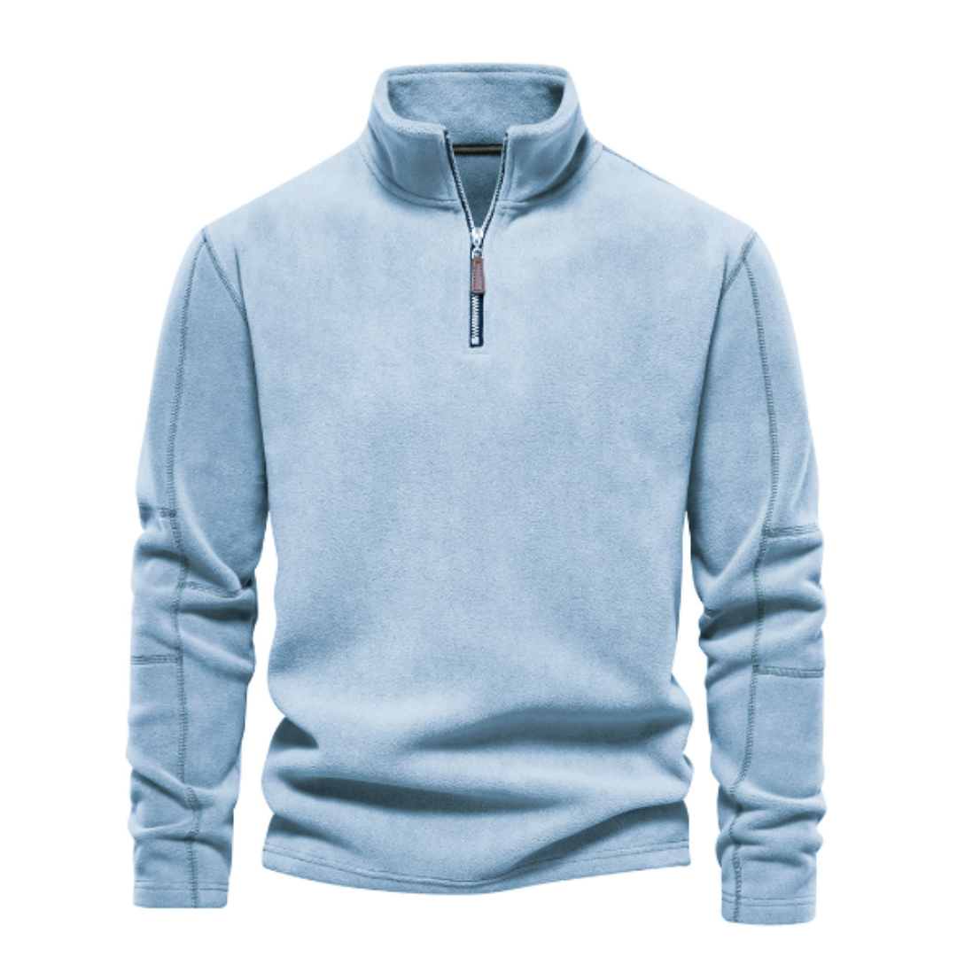 Felpa uomo manica lunga, quarter zip versatile come strato intermedio per abbigliamento outdoor o casual.