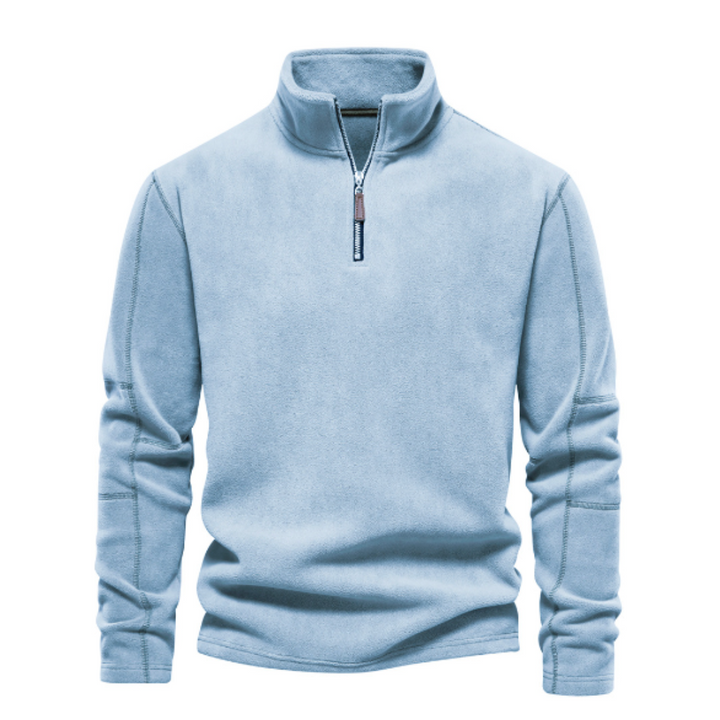 Felpa uomo manica lunga, quarter zip versatile come strato intermedio per abbigliamento outdoor o casual.