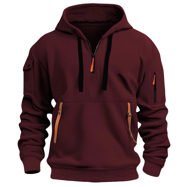 Felpa con cappuccio e zip uomo, grigio chiaro, con tasche, ideale per il tempo libero e abbigliamento casual.