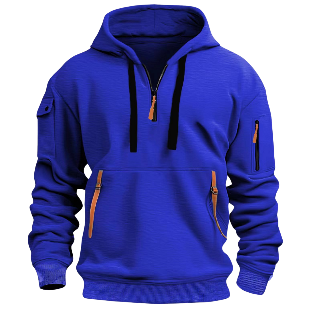 Felpa con cappuccio e zip da uomo, pratica e comoda con tasche, per primavera e autunno.